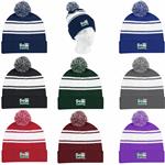 AH1097 Two-Tone Knit Pom Beanie With Cuff And Custom Imprint